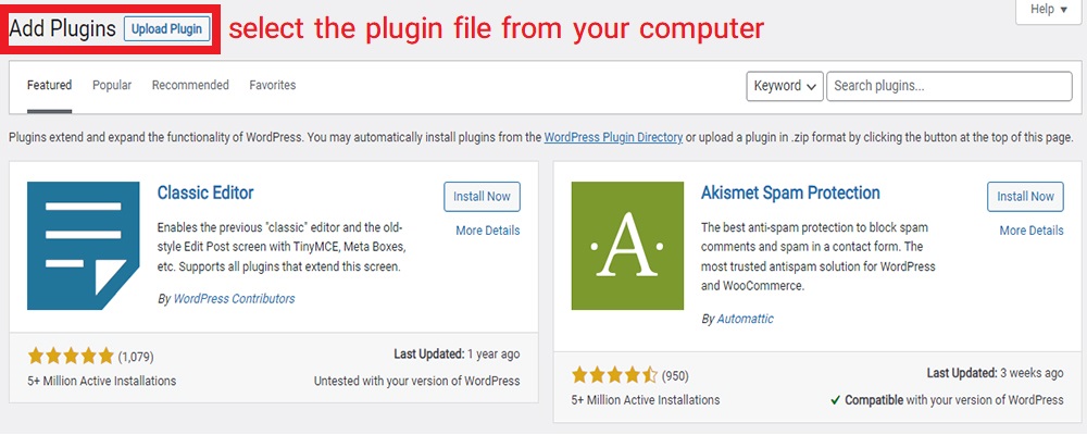 Select The Plugin File From Your Computer