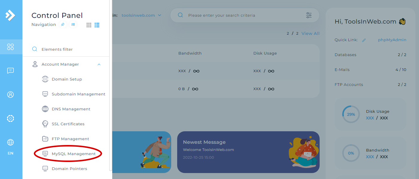 Mysql Management In Directadmin