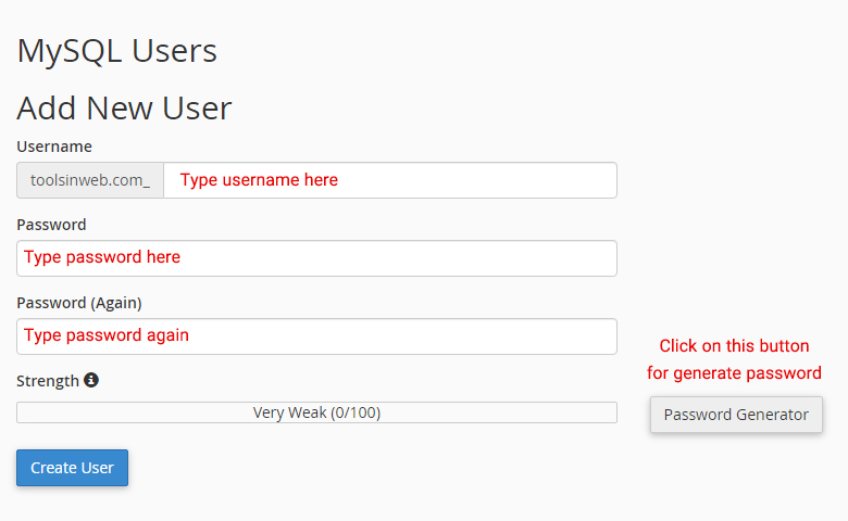 Create Username For Database In Cpanel
